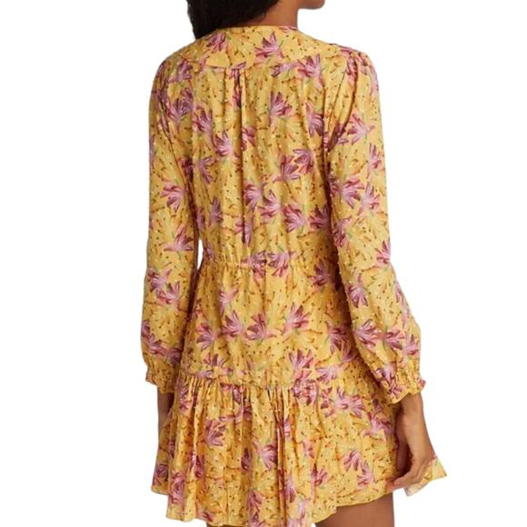 Farm Rio Banana Sunshine Mini Dress – Yellow, Boho Floral, Size Small - Picture 3 of 8
